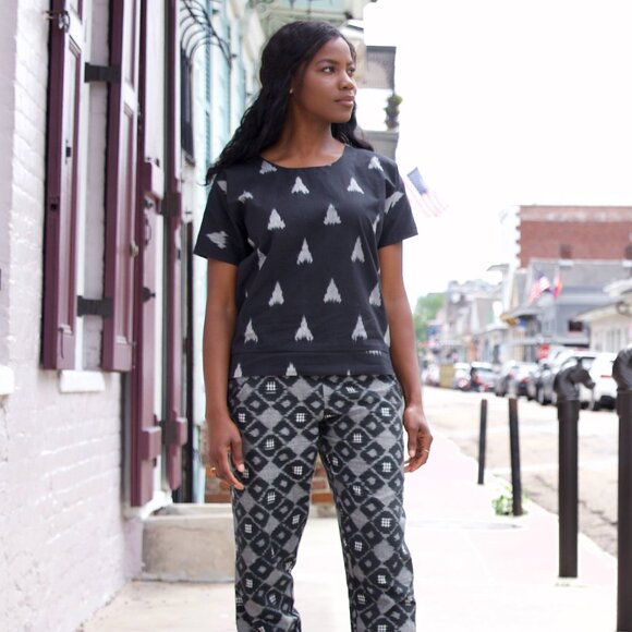 Fair Trade Genuine Ikat 100% Cotton Women's Shirt NWT 2XL / XXL Passion Lilie - Picture 3 of 11